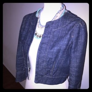 Cropped denim blazer from Loft